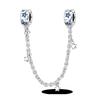 Silver Clasp 925 Silver CZ Pave Clip Charms Daisy Beads Stopper Safety Chain Fit Original Bangle Bracelet Jewelry Clip