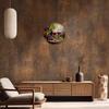 Round Metal Wall Art Wine Grape Vine Glass 2D Flat Decor for Bar Restaurant Kitchen