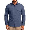 Men's Vintage Loose Fit Casual Work Shirt Long Sleeve Button Down Outdoor Utility Shirt with Multiple Pockets and Durable Fabric