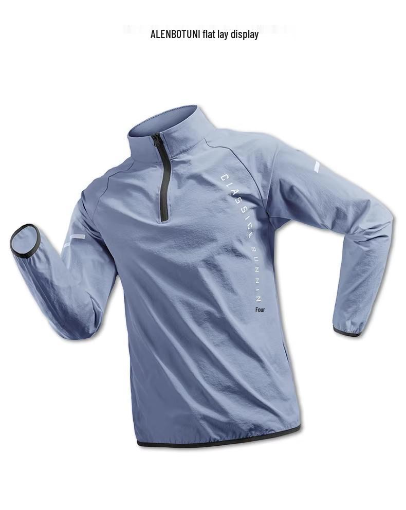 Herren Quick-Dry Langarm Halbreißverschluss Trainingsjacke für Sonnenschutz - Herbst/Winter Fitness Laufoberteil