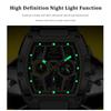 Multifunction Quartz Watches Mens Large Dial Fashion Tonneau Chronograph Watch Sports Silicone Strap,Date,Luminous