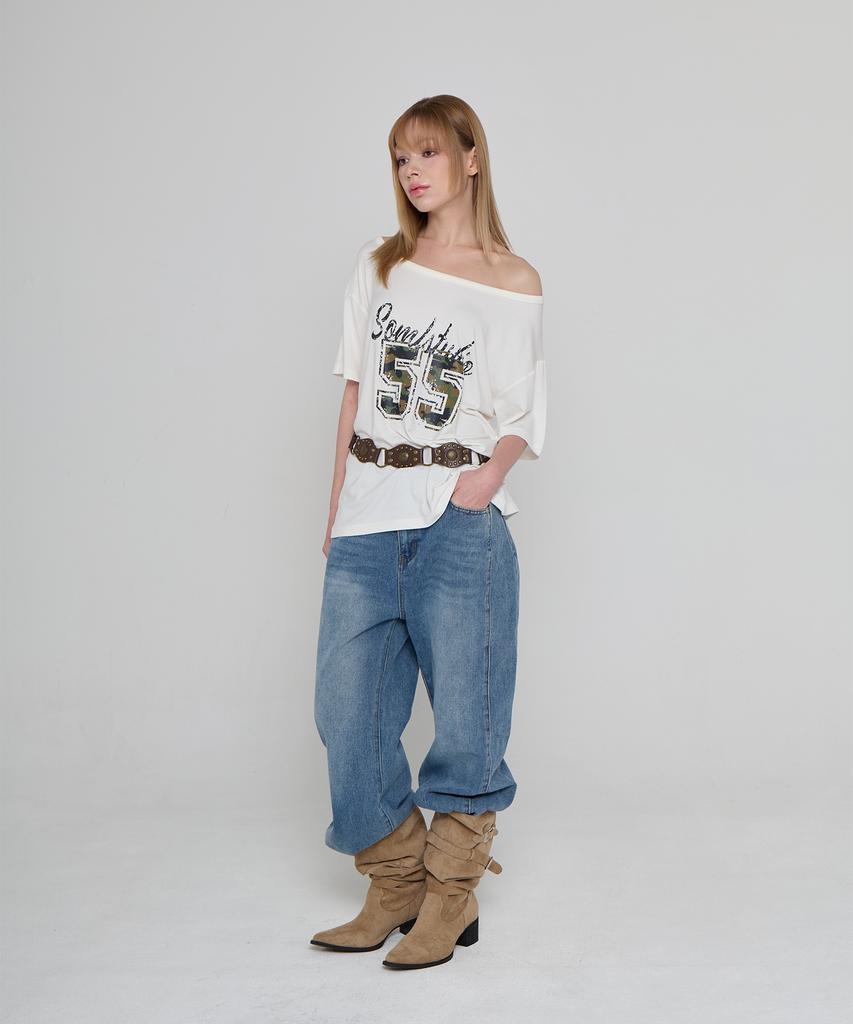 5OML Camo Loose Fit Short Sleeve Ivory