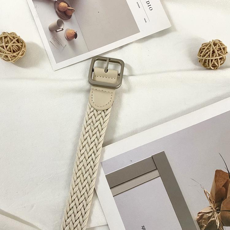 No Punching Woven Belt Elastic Canvas Belt Female Style Student Decorative Belt