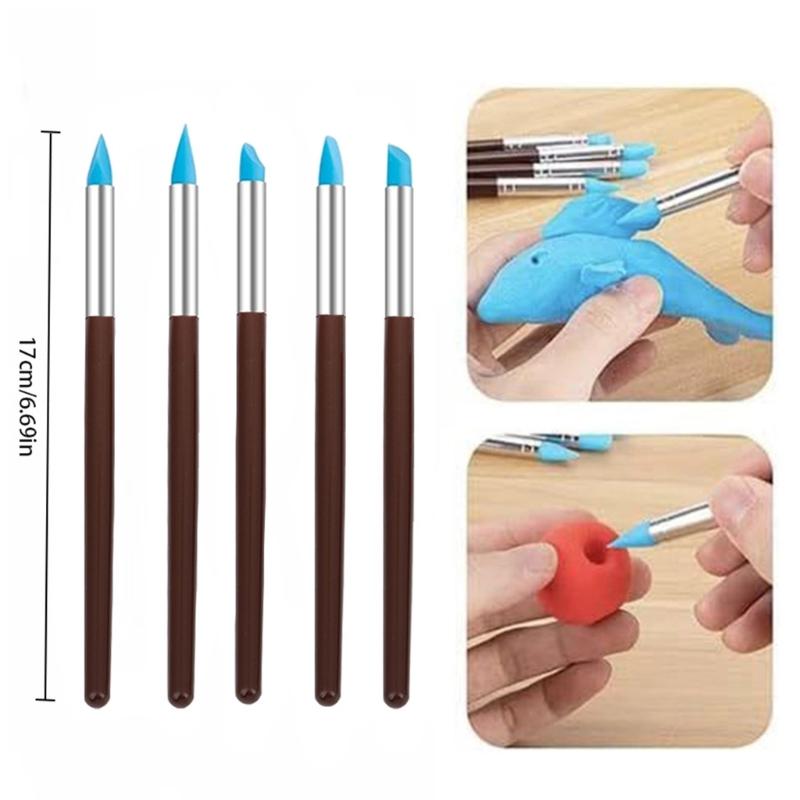Modeling Dotting Tool Pottery Embossing Tool for Pottery Crafts DIY Crafts Nail Tool 5Pcs Silicone Clay Sculpting Tool
