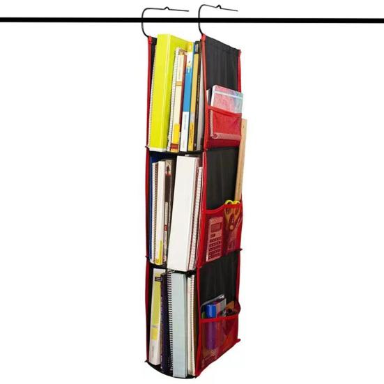 Locker Shelf Organizer 3-Tier Hanging Storage Bag Locker Storage Rack with Side Pockets Hooks for School Gym Closet