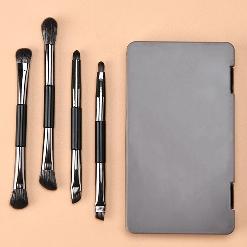 Double-ended Eyeshadow Brushes Set Eyeliner Brushes Eyebrow Pencil Travel Makeup Brush Set Soft with Storage Box and Mirror