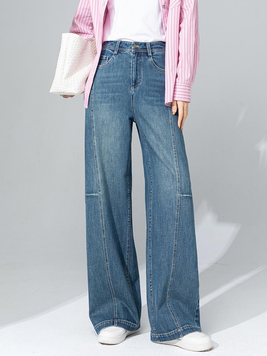 Autumn 2025 Deconstructed Patchwork High-Waisted Wide-Leg Jeans 30