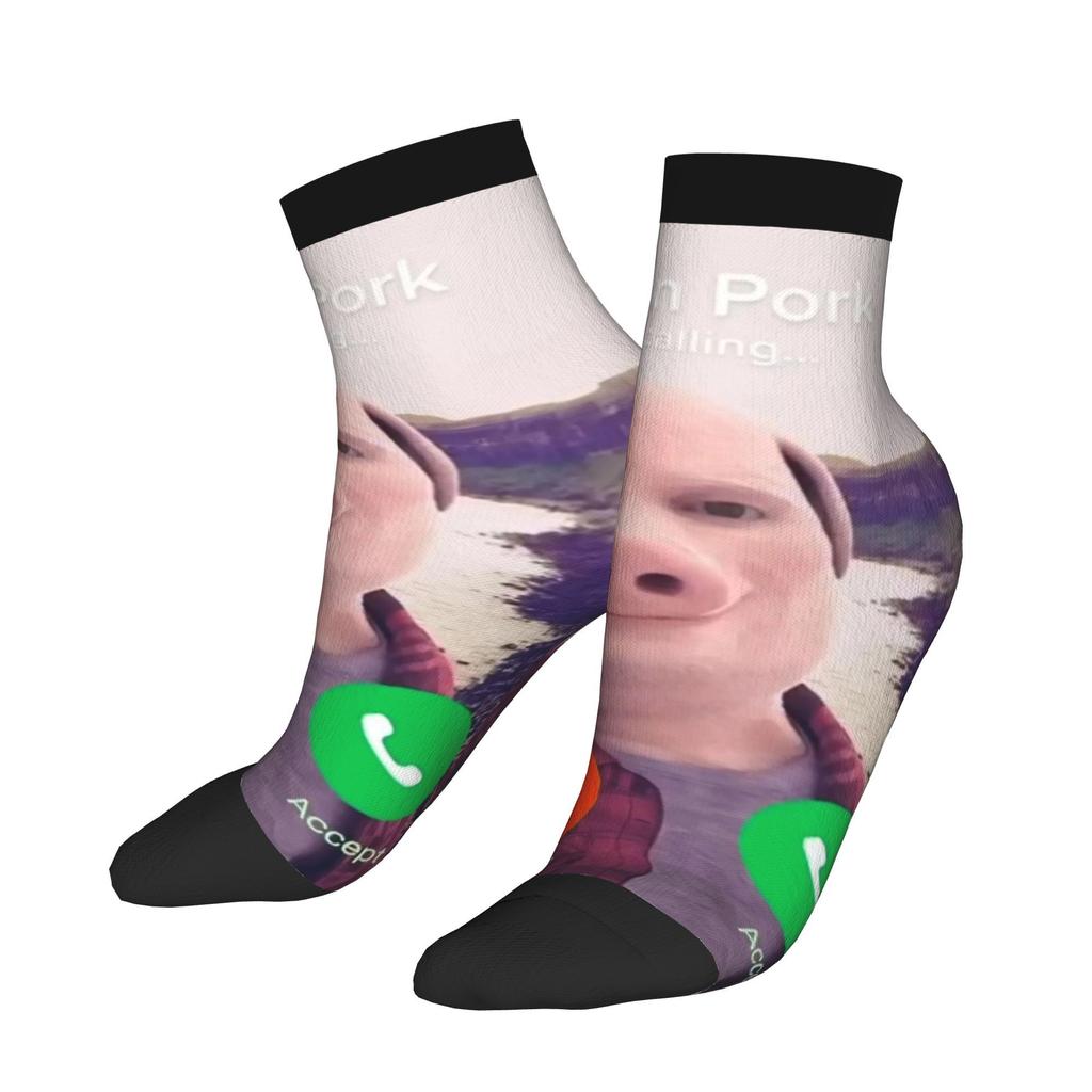 John Pork Is Calling Socks Winter  Stockings Retro Men Soft Socks Design Skateboard Non Slip Socks