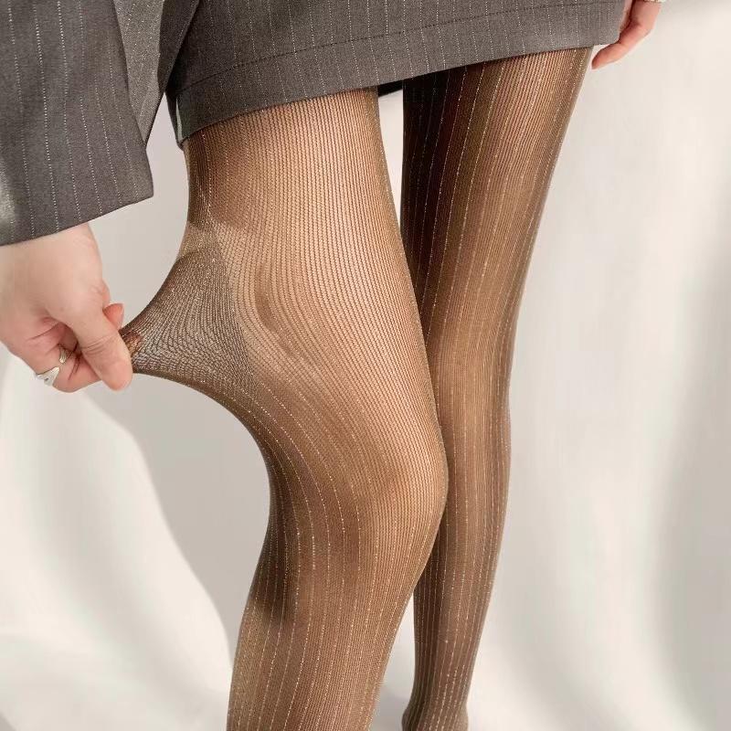 

Весенние вязаные колготки в рубчик Женские сексуальные прозрачные чулки Черные полосатые кружевные колготки для женщин Узкие леггинсы Колготки Новые One Size кофейный