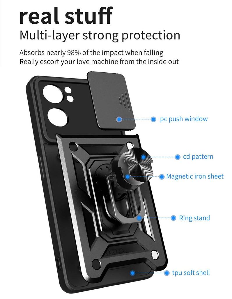 For OPPO RENO 7 Pro 5G 4G Case Slide Camera Shockproof Armor For RENO 7 8 5 4 Find X5 Lite Car Magnetic Holder Ring Protect Case