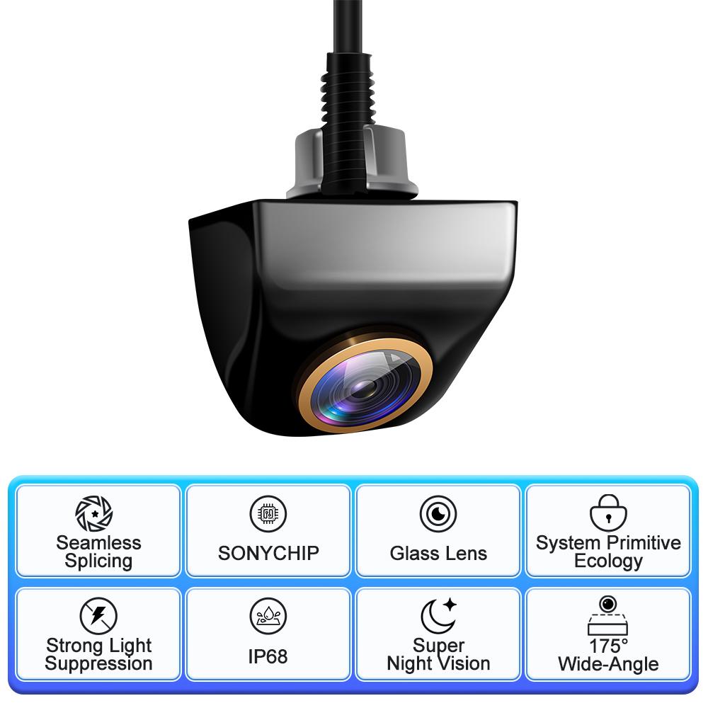 AHD 1920x1080P Car Rear View Camera 200° for Fisheye Golden Lens Full HDR Night Vision Vehicle back car reversing Front Camera