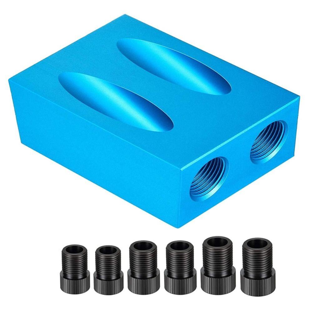 

Precision Oblique Hole Locator Adjustable Angle Drill Guide Pocket Hole Jig Kit Wood Hand Tools 7pcs