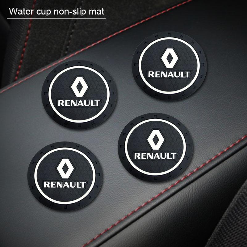 2Pcs Car Anti Slip Coaster Anti-noise Water Cup Pad Cushion Car Accessories For Renault Dacia Koleos Clio Laguna 2 Megane 2 3 Duster Logan