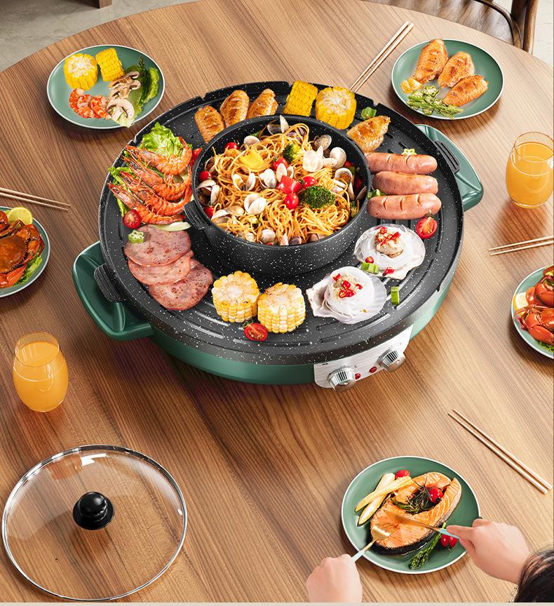 Korean Style Non-Stick Multifunctional Hot Pot and Smokeless Grill Combo