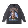 European, American High Street Retro Washed Old Hip-Hop Bottoming Shirt Loose Digital Direct Injection Printing Long-Sleeved T-Shirt Men