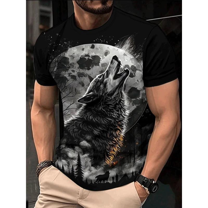 Summer Men's Animal 3D Printed Crew Neck T-Shirt