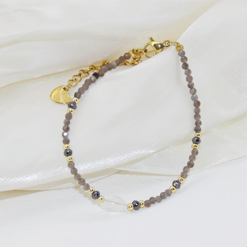 Autumn/Winter Smoky Gray Agate Beaded Necklace Chain