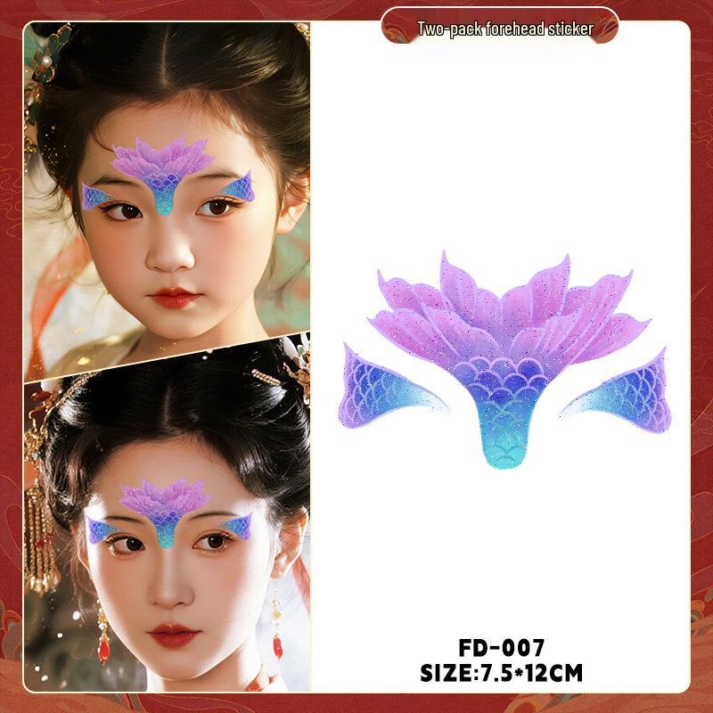 Dunhuang Glitter Face Stickers: Ancient Style Forehead & Eye Tattoos for Hanfu and Stage Performance