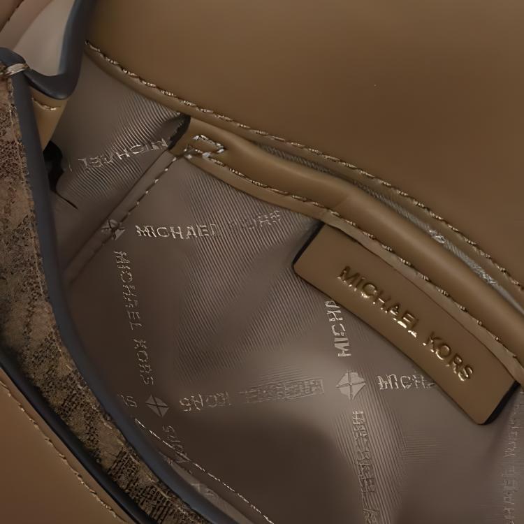 Michael Kors Logo Chain Shoulder Strap Polyester Shoulder Bag Women Shoulder Bag Beige 32R5GC7C-1V297