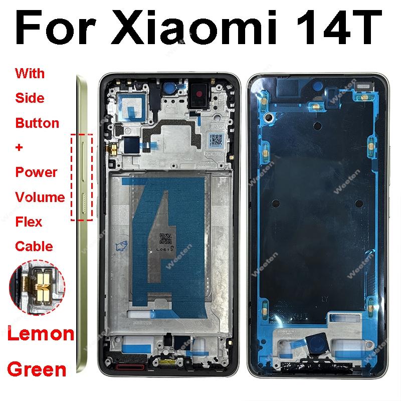 LCD Display Screen Frame Cover For Xiaomi 14T Xiaomi 14T Pro Middle Frame Housing Cover Bezel with Side Button Spare Parts