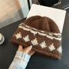 Knitted Retro Beanie Hat Warm Winter Cold Hat Vintage Style Jacquard Knitted Hat  Winter