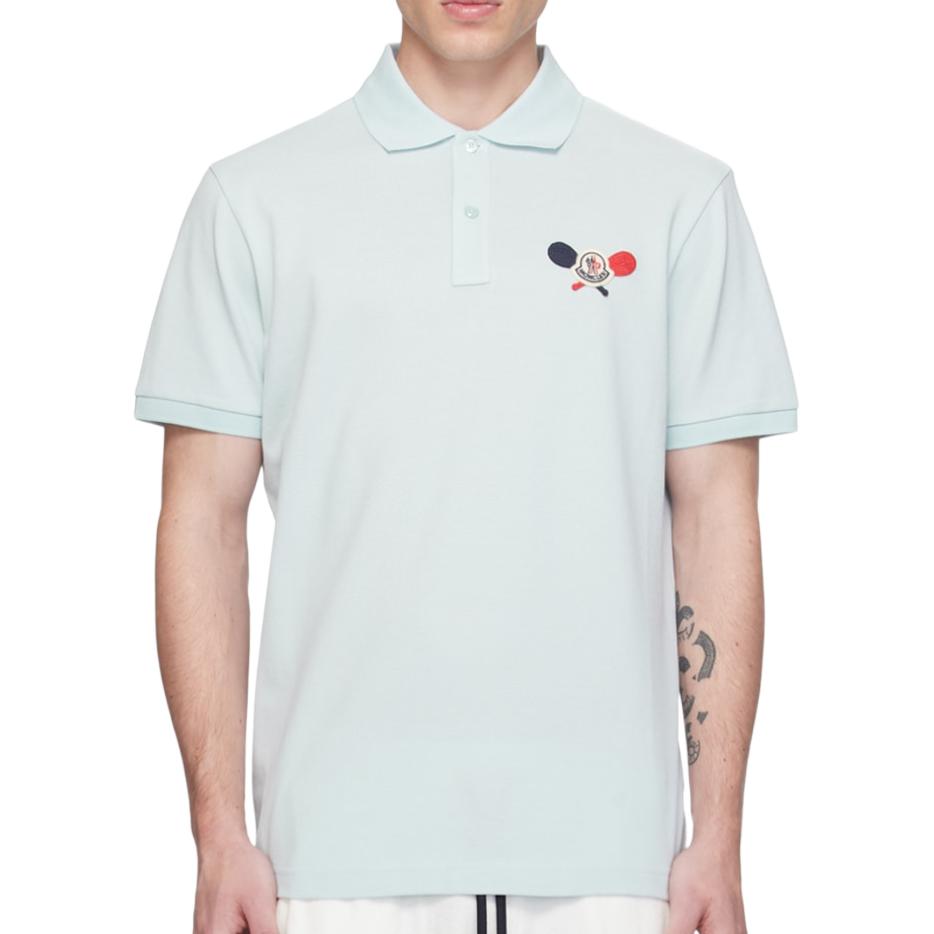 Moncler Solid Color Fitted Short Sleeve Polo Shirt Men tops Blue J10918A0000989A1670C