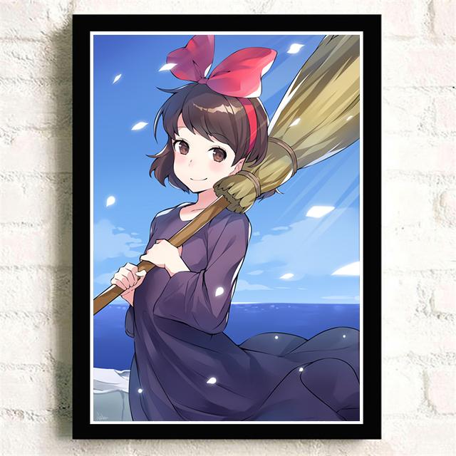 Hayao Miyazaki Film Oil Painting Poster Japanese Anime Kiki's Delivery Service Picture Living Room Children's Room Art