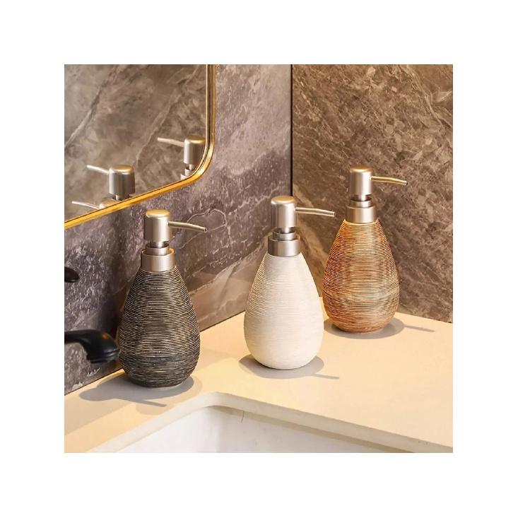 Creative Retro Style Ceramic Push-Type Soap Dispenser With Pump, Hand Soap Bottle, Suitable For Bathrooms Kitchens And Toilets