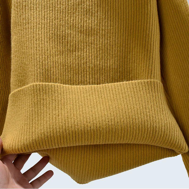 Thickened Basic Style Pile Collar Minimalist Easiest for Match Solid Color Rib Fabric Long Sleeves Women's Bottoming Shirt Autumn Winter Coat