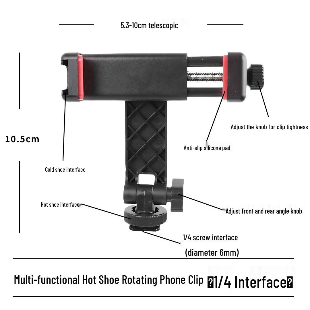 

Multi-Functional Phone Tripod Stand for DSLR Cameras with 360° Rotation and Hot Shoe Clip