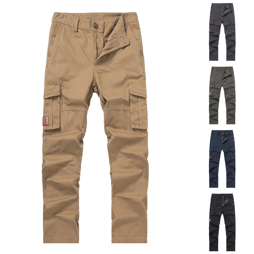 Men's Cross-border Plus Size Work Pants With Multiple Pockets, Casual Pants,  Cotton Pants
