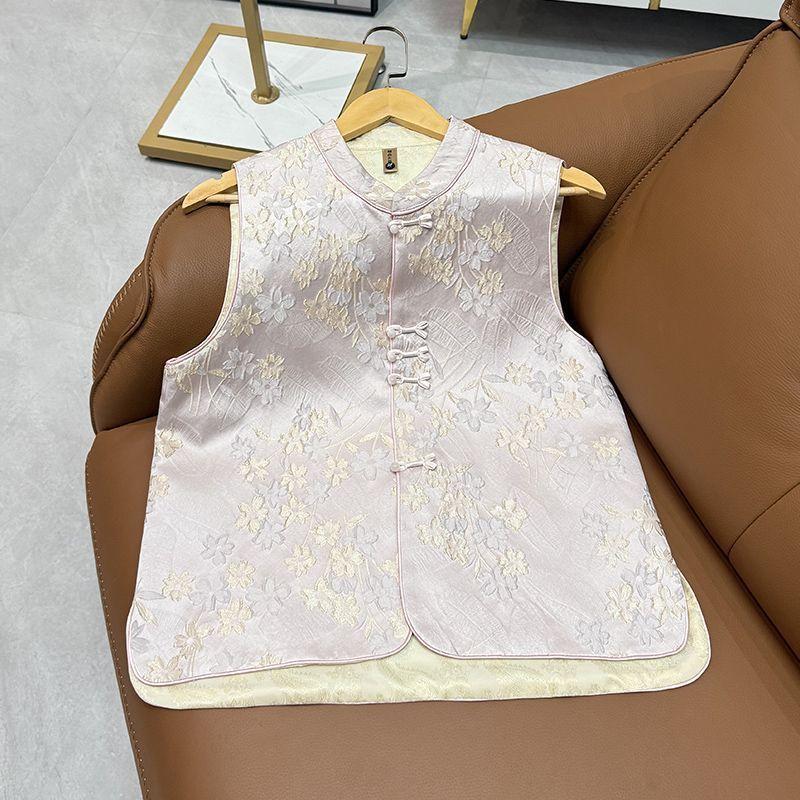 

Button vest women s 2025 spring new pink vest brocade jacquard top M [Recommended below 50kg] рожевий