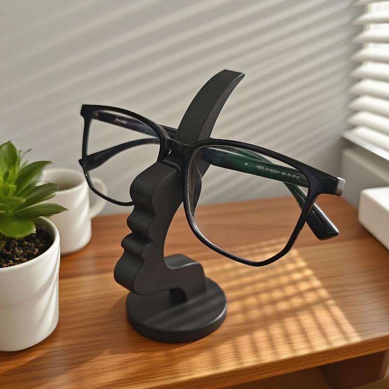 Black 1pc Artistic Curved Eyeglass Stand - Minimalist Design, Durable Secure Storage Solution for Glasses, Enhances Desktop & Bedside Decor