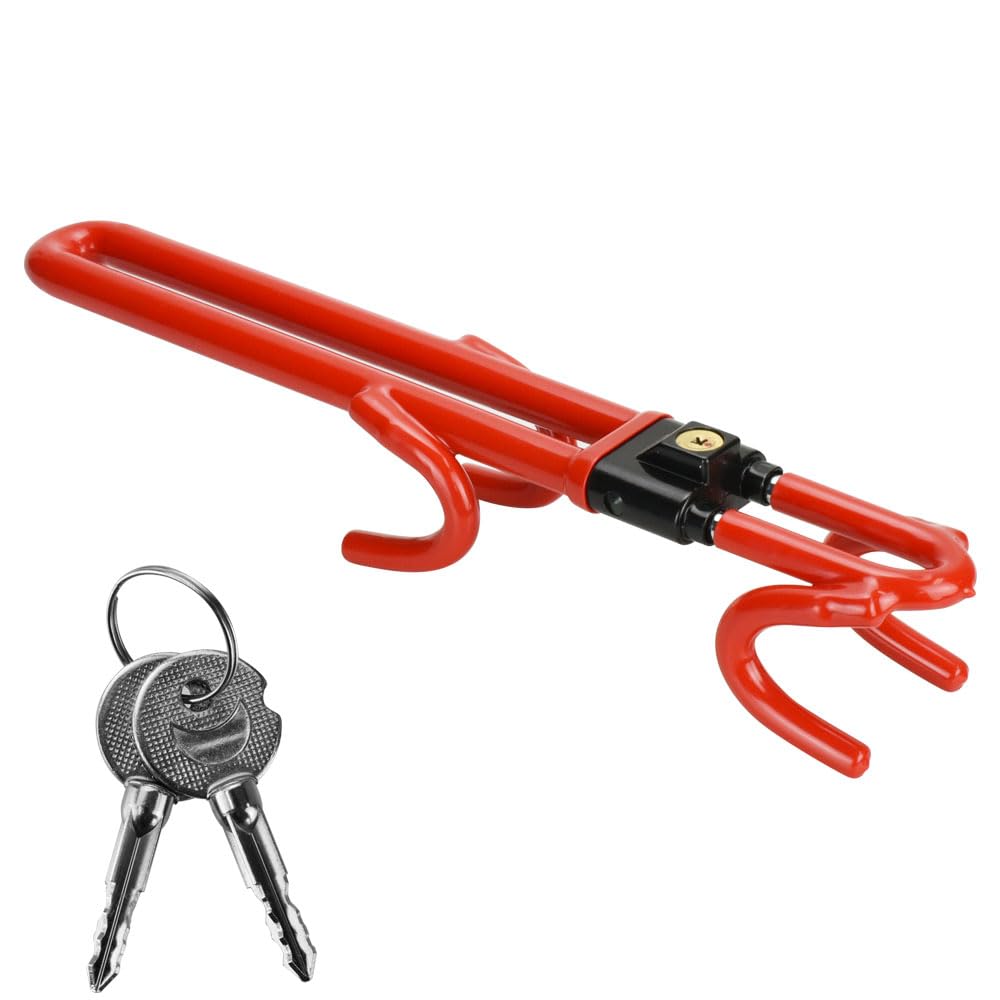 Attack Steering Wheel Easy to Durable Anti-Relay Lock, Anti-Theft, Versatile, High-Profile, Hook, (Red)