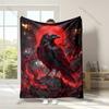 1PC Red crow with flames Print Adult Children Warm Blankets Home Travel Car Soft and Comfortable Suitable for all seasons