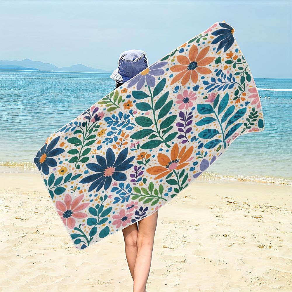 Soft Microfiber Beach Towel Small Floral  Beach Towel,soft and Absorbent,essential for Camping,swimming,and Beach Activities