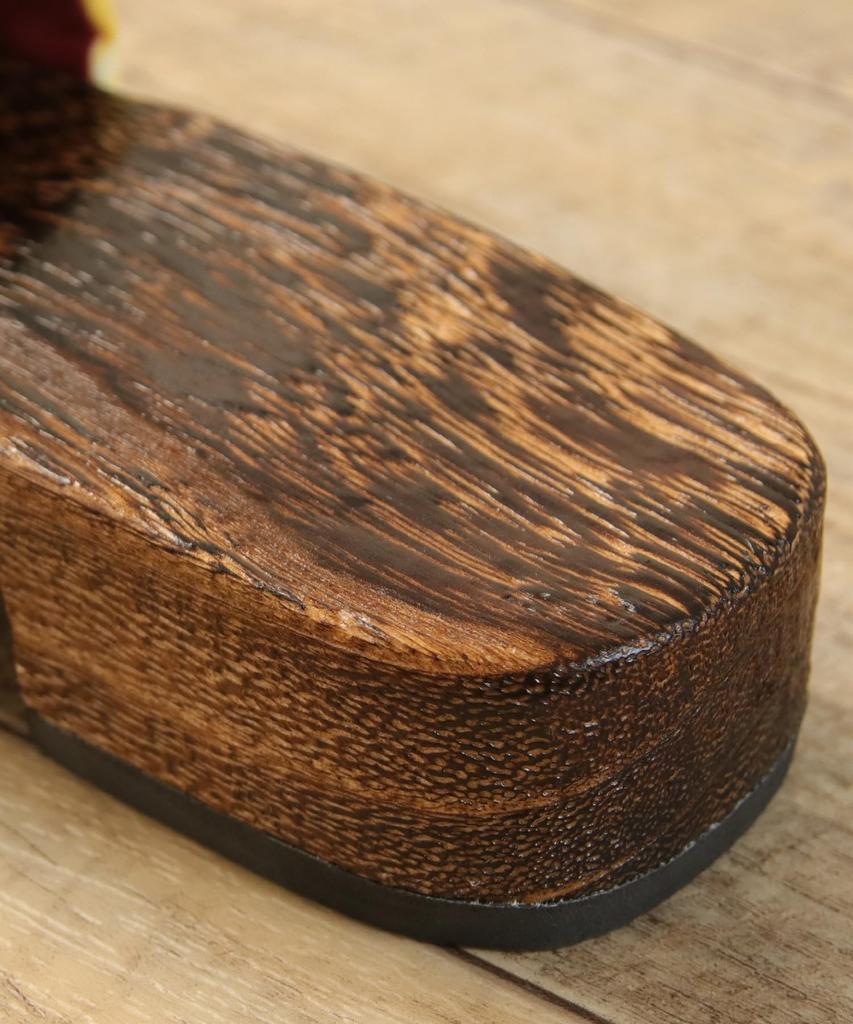 Japanese Burnt Paulownia [KYOETSU] [Kyoetsu] Sandals, Geta, Pattern, Wood, Women's (13, measurement_24_point_5_centimeters)