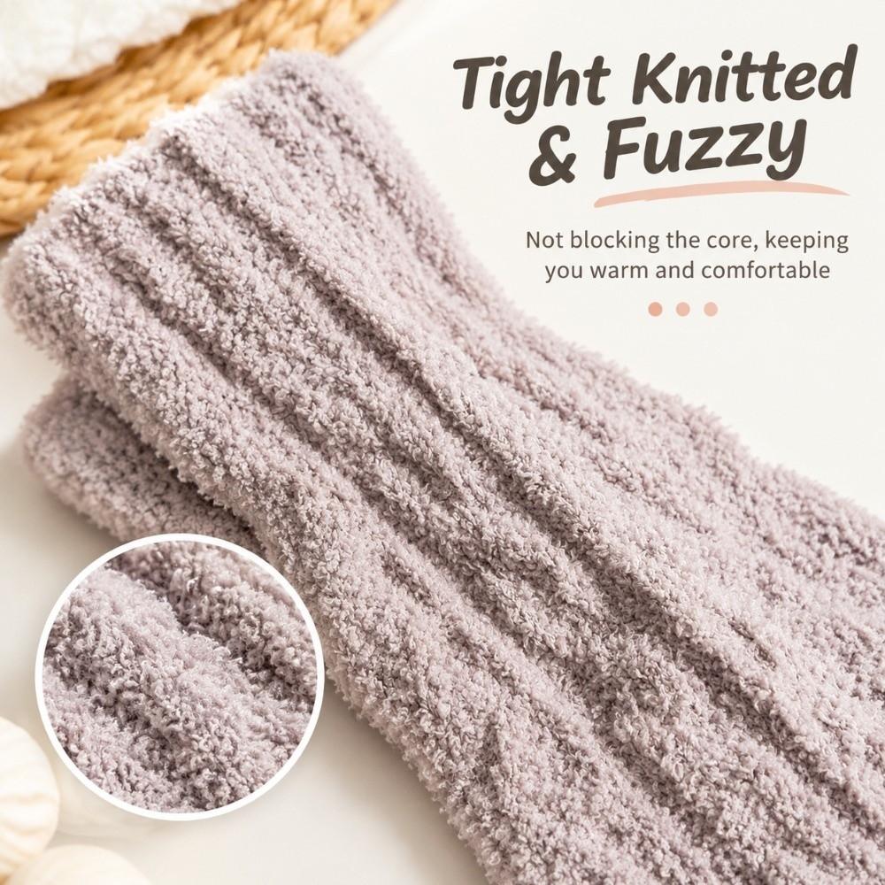 Fuzzy Newborn Knee High Socks Soft Infant Winter Stockings Coral Fleece Socks 0-3 Years Old