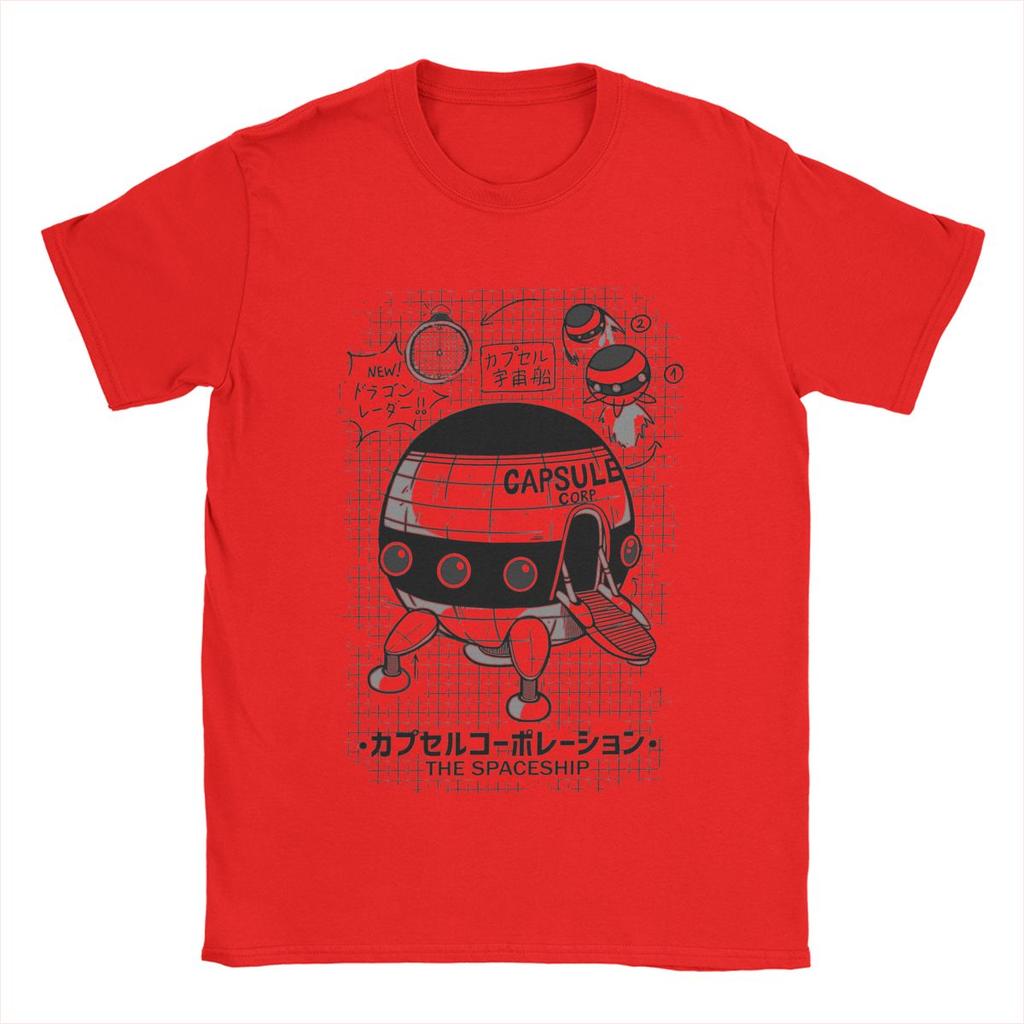 Men T-Shirts Capsule Corp Spaceship Funny 100% Cotton Tee Shirt Short Sleeve Anime DBZing T Shirt Crew Neck Tops Gift Idea