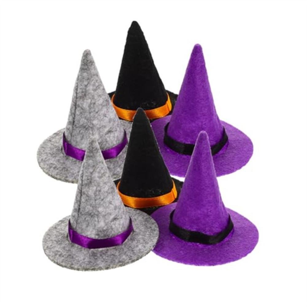 10pcs Wine Bottle Decor Mini Felt Witch Hats 4 Color DIY Wine Bottle Witch Hats Props Party Decoration Wine Bottle Topper