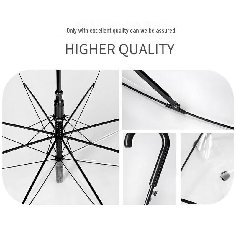 Mibodi Ultra-Light Transparent Straight Handle Umbrella