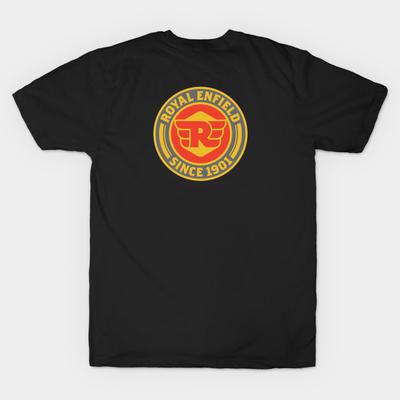 Men Black Print T-shirt Royal Enfield - Since 1901 Classic 500 No-Cut Heat Transfer Print Cotton Tshirt