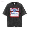 Officially Licensed Budweiser T Shirt Vintage Washed Designer Clothes Streetwear Casual Unisex Breathable Slightly Stretched