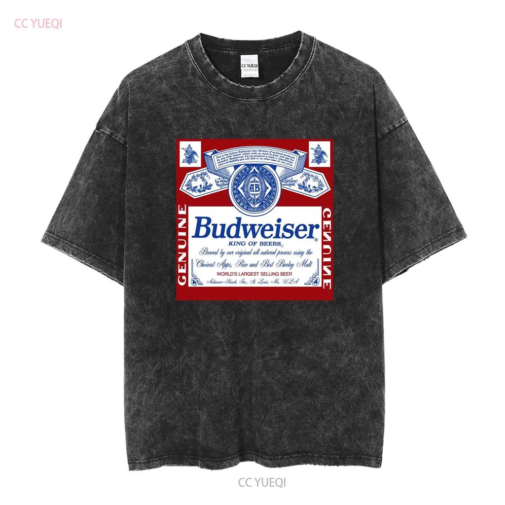 Officially Licensed Budweiser T Shirt Vintage Washed Designer Clothes Streetwear Casual Unisex Breathable Slightly Stretched