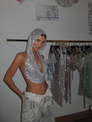Summer Metal Sequin Hooded Vest - Street Style Women's Sexy Camisole Top