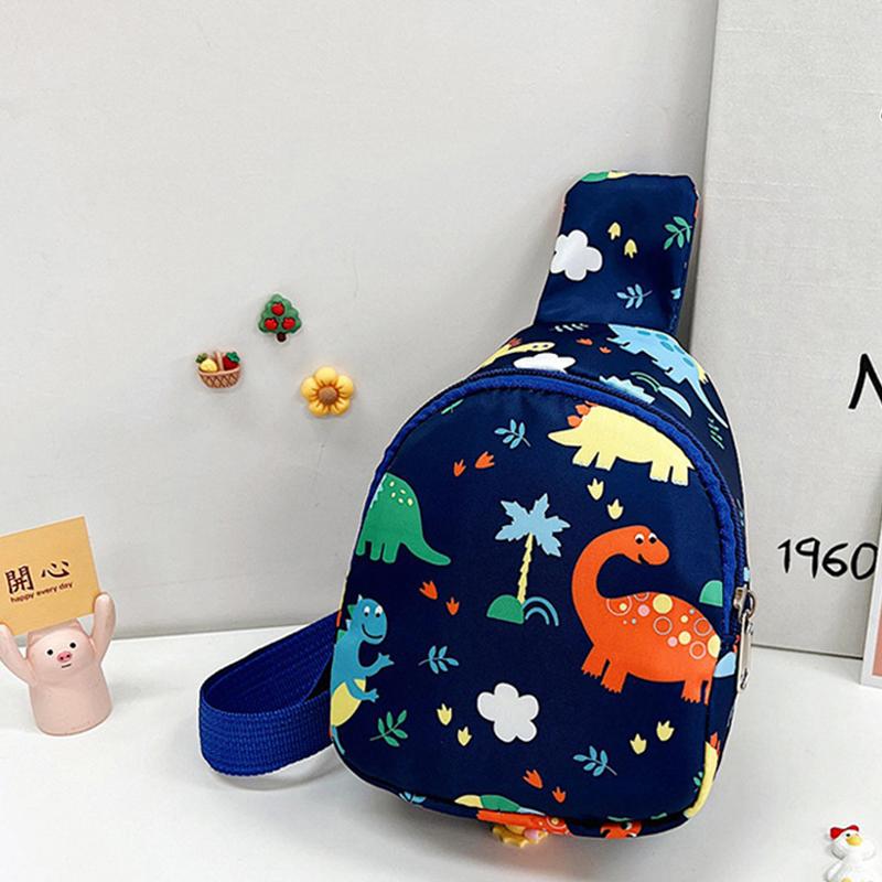 

Детская нагрудная сумка с динозавром, детские сумки с героями мультфильмов, дорожные сумки через плечо тёмно-синий