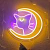 Anime Cat & Moon Neon Sign Personalized Neon Signs for Room Wall Decor LED Night Lights Home Decor Lights  Gift for Girls Boys