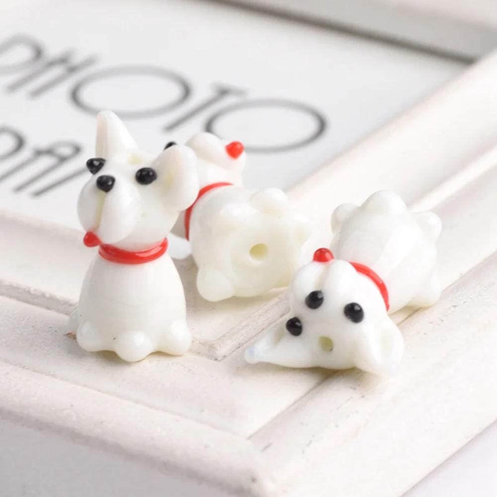 2pcs 16x15mm Yellow Duck / 24x16mm Penguin/White Dog Shape Handmade Lampwork Glass Loose Beads for Jewelry Making DIY Crafts Findings