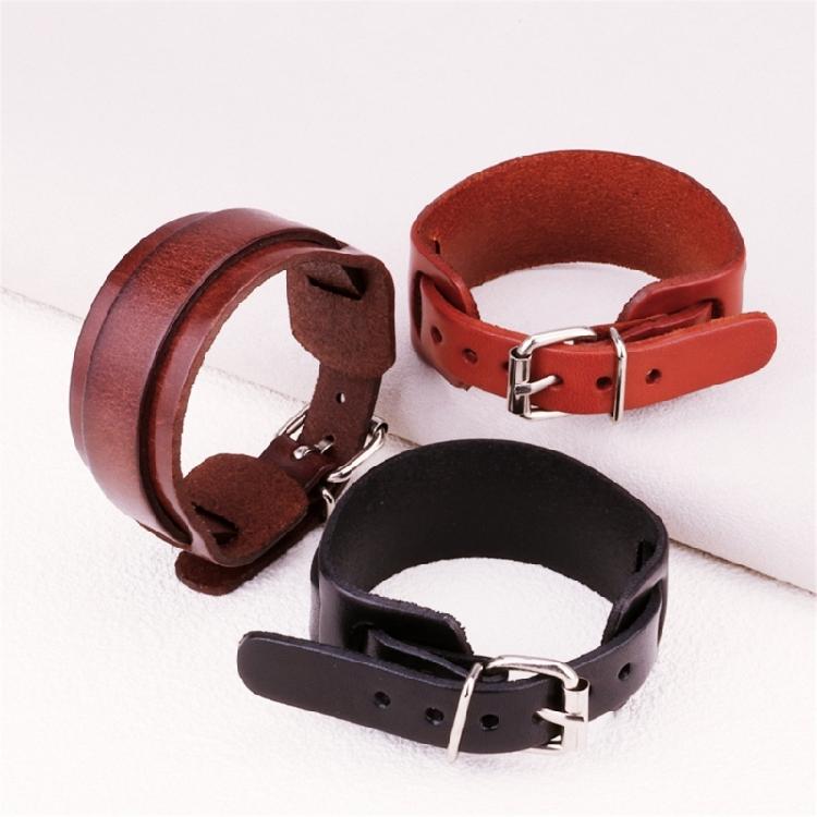 Modern Punk Leather Wristband Double Layer Wrist Strap Adjustable Closure Bracelet Wristler Jewelry