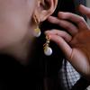 Natural Baroque Freshwater Pearl Earrings with a Sophisticated and Vintage Metal Design, Unique and Stylish